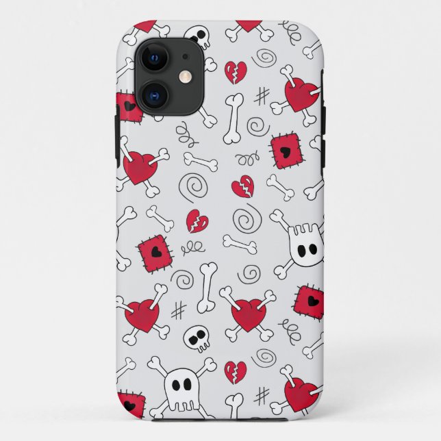 Hearts Skulls And Crossbones Doodles iPhone5 Case (Back)