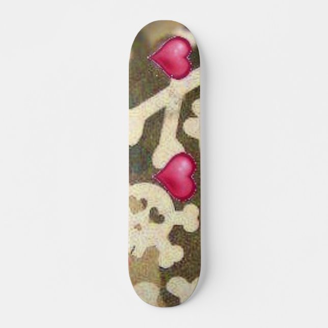 Hearts/Skulls Camo Look Skateboard (Front)