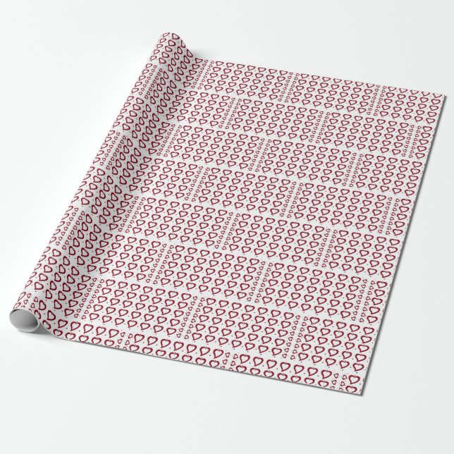 Hearts & Small Dots Red & White Chic Design Wrapping Paper (Unrolled)