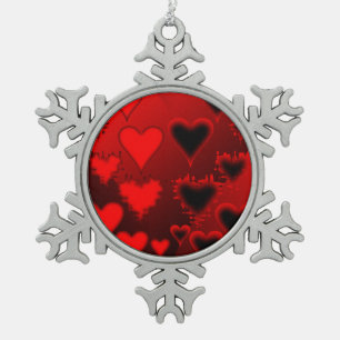 Hearts Snowflake Pewter Christmas Ornament