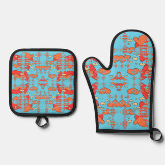 Hearts Sparks Oven Mitt & Pot Holder Set