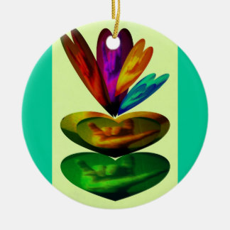 Hearts Speak I Love you Ceramic Ornament