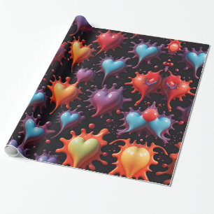 Hearts Splash Art Wrapping Paper
