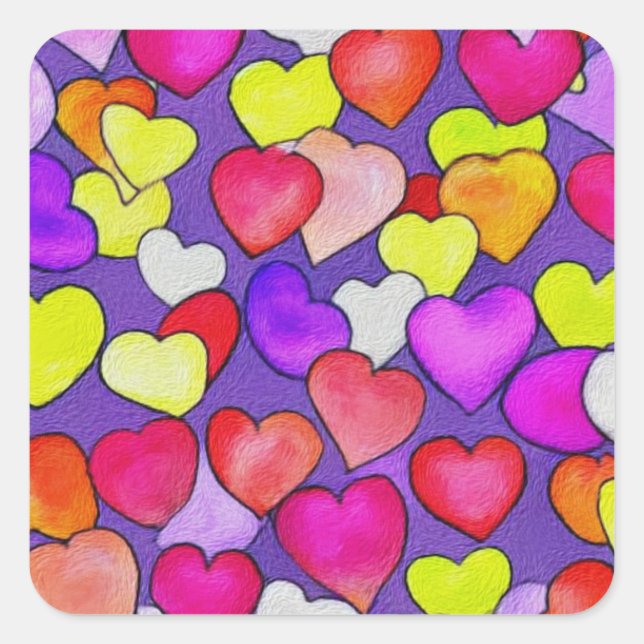 Hearts Square Sticker (Front)