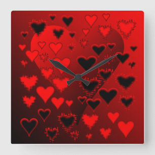 Hearts Square Wall Clock