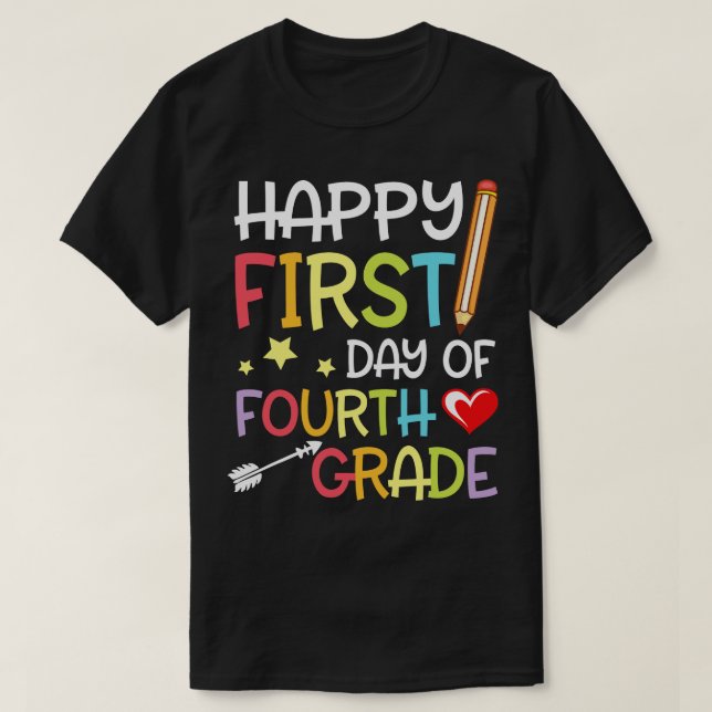 Hearts Stars Arrow Student Happy First Day Of Four T-Shirt (Design Front)