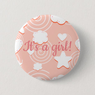 Hearts, Stars & Swirls of Pink Breeze 2 Inch Round Button