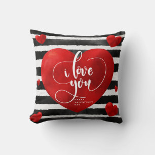 Hearts & Stripes I Love You Valentine's Day Pillow