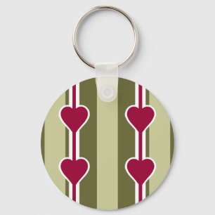Hearts & Stripes key chain, customizable Keychain