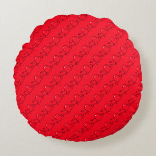 Hearts Struck by Cupid's Arrow Round Pillow