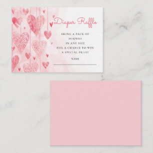 Hearts Sweetheart Baby Diaper Raffle  Enclosure Card