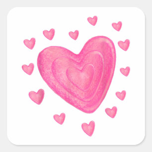 Hearts T Shirt Kids School Valentines Day Girls Bo Square Sticker