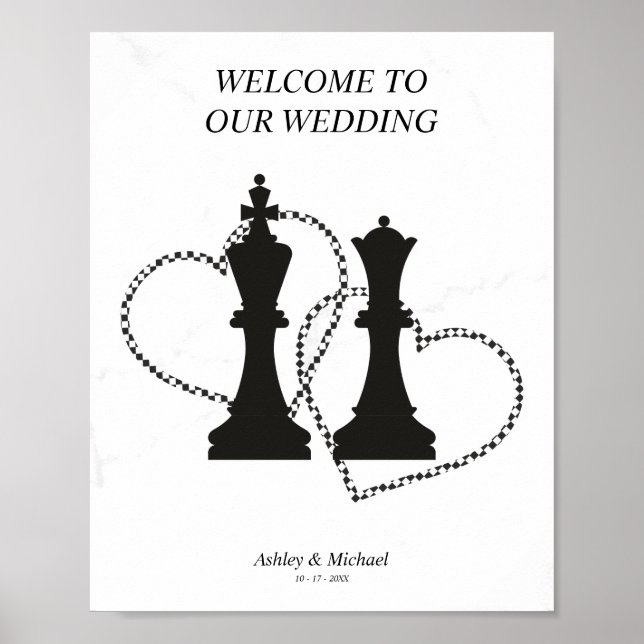 Hearts & The King & The Queen Chess for Wedding Poster (Front)