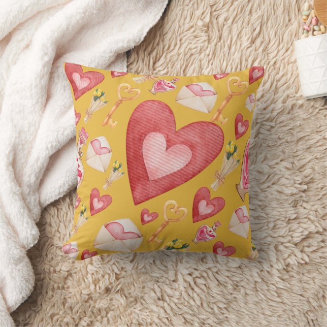 Hearts Throw Pillow (Blanket)