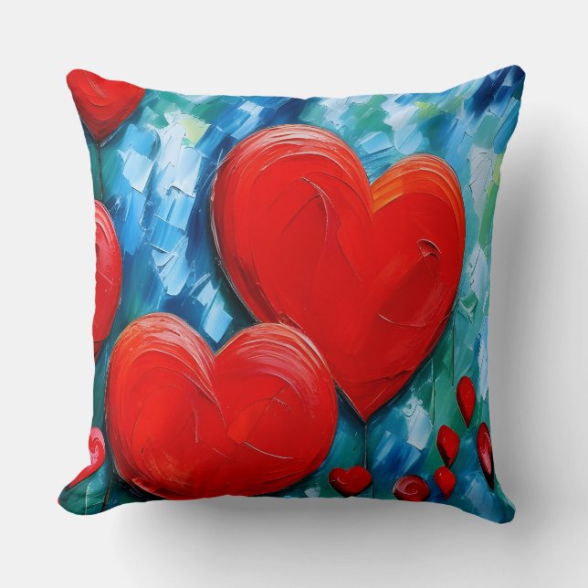 Hearts Throw Pillow (Front)