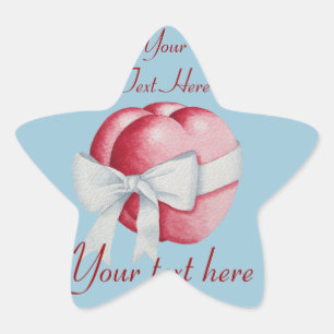 hearts tied with white ribbon bow art design star sticker