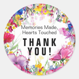 Hearts Touched Meadow Blooms Bliss Classic Round Sticker