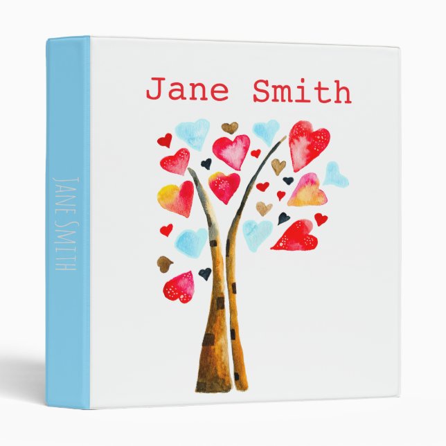 Hearts tree whimsical valemtines binder (Front/Spine)