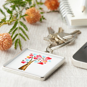 Hearts tree whimsical valemtines keychain