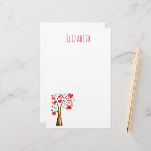 Hearts tree whimsical valemtines stationery