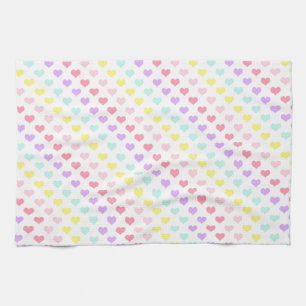 Hearts Unicorn Rainbow Colours Valentines Day Kitchen Towel