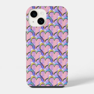 Hearts Upon Hearts Psychedelic Pattern iPhone Case