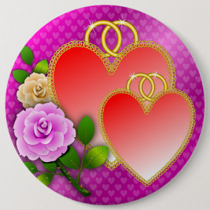 Hearts Valentine's Day-20362 6 Inch Round Button