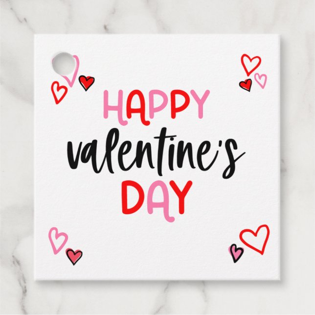 Hearts Valentines Day Favour Gift Tag (Front)