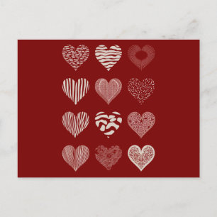 Hearts Valentine's Day Nine Hearts Valentine Love Postcard