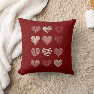 Hearts Valentine's Day Nine Hearts Valentine Love Throw Pillow