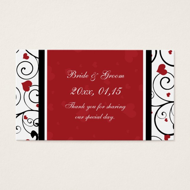 Hearts Valentine's Day Wedding Favour Tags (Front)