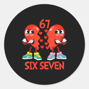 Hearts Valentines Funny Six Seven 6 7 Meme Gen Alp Classic Round Sticker