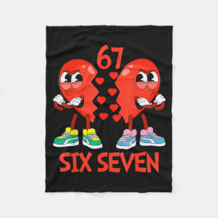 Hearts Valentines Funny Six Seven 6 7 Meme Gen Alp Fleece Blanket