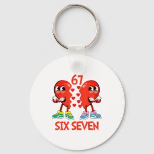 Hearts Valentines Funny Six Seven 6 7 Meme Gen Alp Keychain