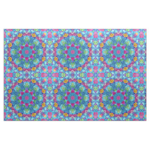 Hearts Violet & Blue Vintage Fractal Kaleidoscope Fabric
