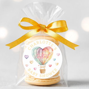 Hearts Watercolor Baby Shower Favour Sticker