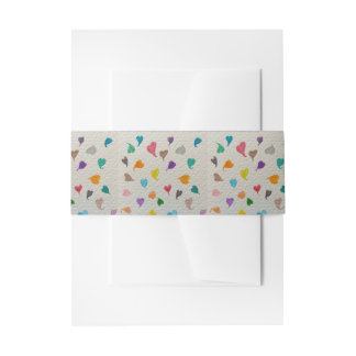 Hearts Watercolor Napkin Band Invitation Belly Band