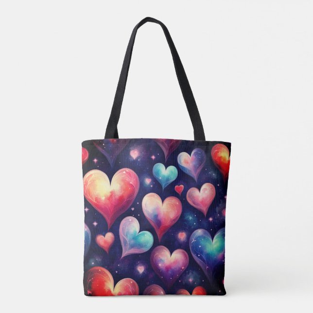 Hearts Watercolor Valentine  Art  Tote Bag (Back)