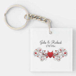 Hearts Wedding Party Gift Keychain