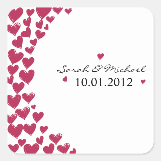 Hearts - Wedding Sticker (Front)