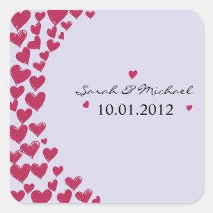 Hearts - Wedding Sticker-6 Square Sticker