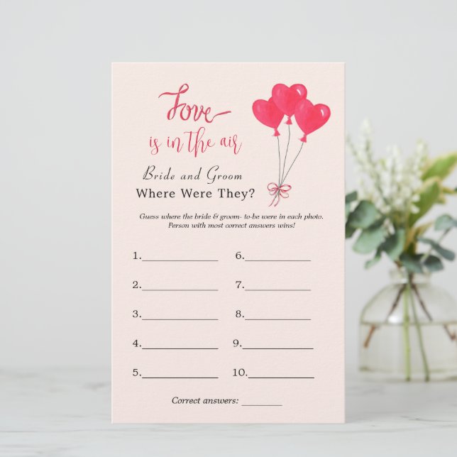 Hearts "Where were they" Bridal shower game (Standing Front)