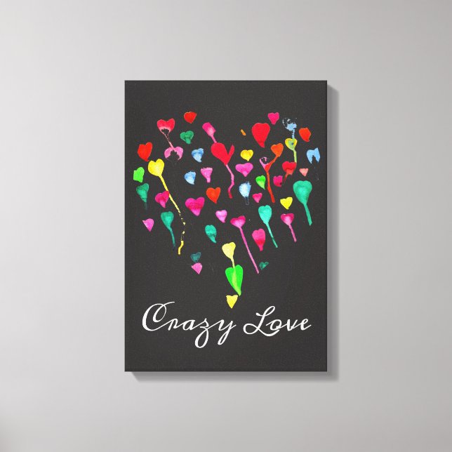 Hearts whimsical colourful rainbow heart art canvas print (Front)