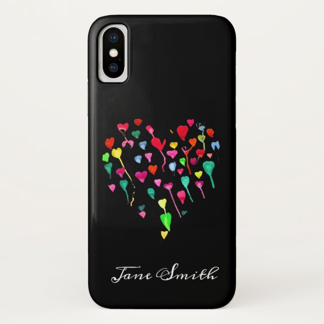Hearts whimsical colourful rainbow heart art Case-Mate iPhone case (Back)
