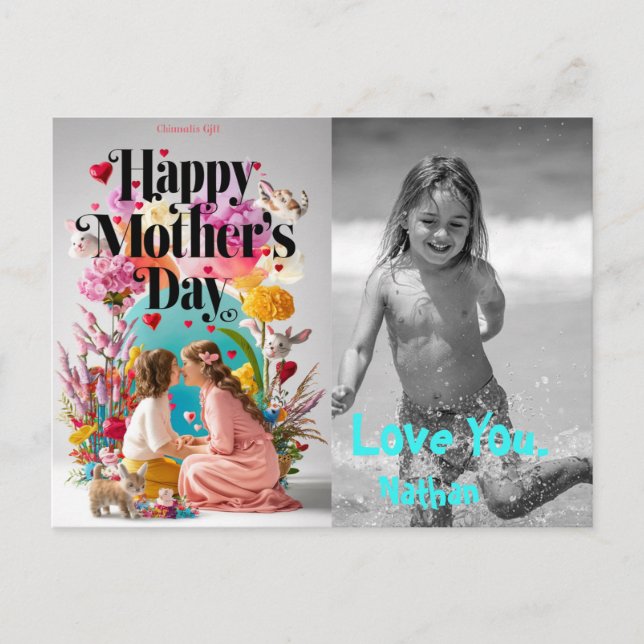 *~* Hearts Whimsical Mother's Day Photo AP72 Holiday Postcard (Front)