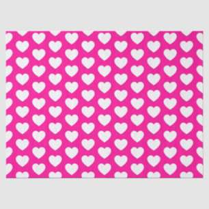 Hearts, White on Hot Pink Tissue Paper