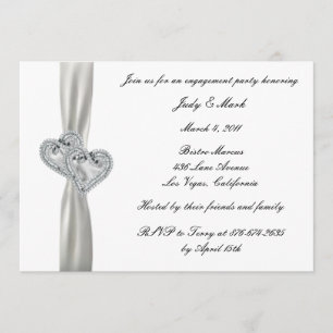 Hearts White Wedding Engagement Party Invitation