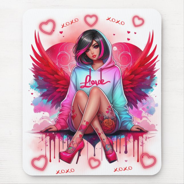 Hearts & Wings: Street Angel Mouse Pad (Front)