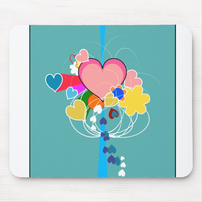 Hearts with Blue Rays Mouse Pad (Front)