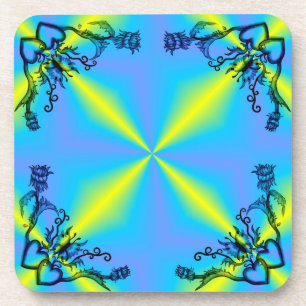 Hearts with Flowers and Butterfly in Tattoo Style Coaster